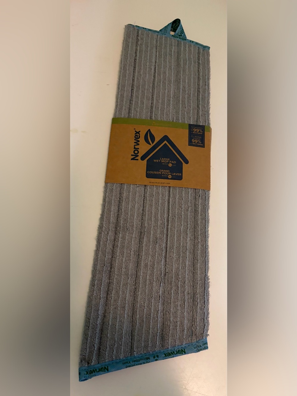 Norwex Large Wet Mop Pad - Gray and Brown Label
